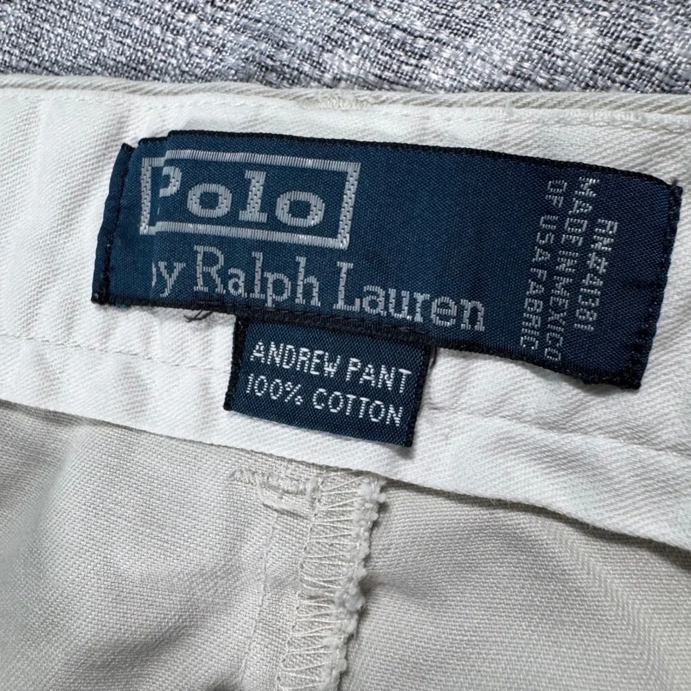 Polo Ralph Lauren Andrew Pant Mens 40x32 Khaki Tan Pleated Chino Cotton Trousers